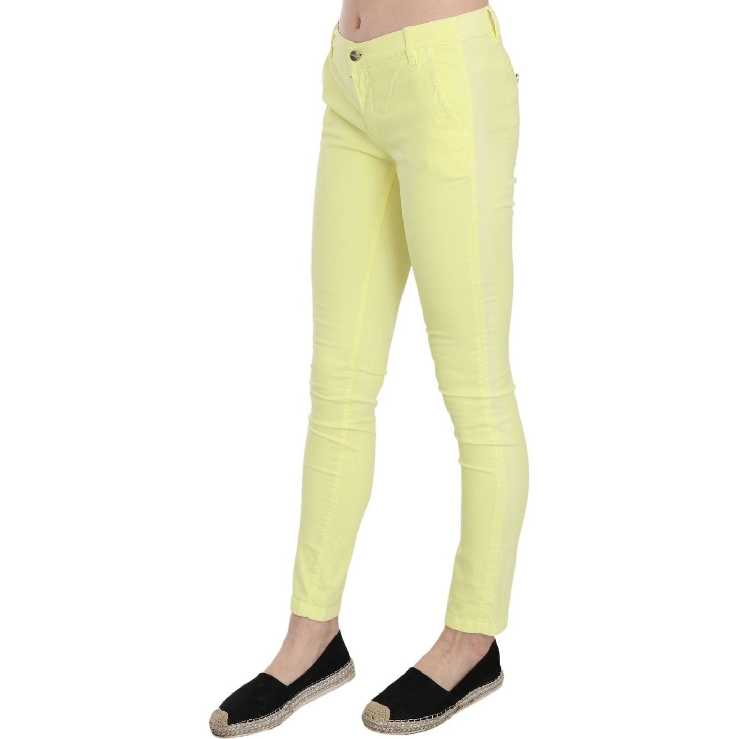 PINKO Chic Yellow Low Waist Skinny Casual Trousers yellow-cotton-stretch-low-waist-skinny-casual-trouser-pants IMG_0569-scaled.jpg