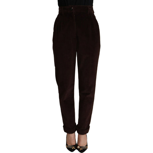 Dolce & Gabbana Elegant Bordeaux High-Waisted Corduroy Pants bordeaux-corduroy-cotton-trouser-tapered-pants IMG_0574-scaled-1f00e240-d18.jpg