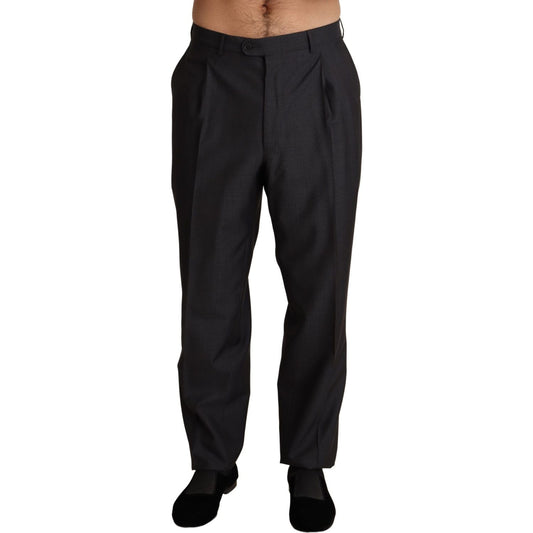 Dolce & Gabbana Elegant Gray Skinny Dress Trousers MAN TROUSERS gray-wool-blend-formal-trousers-pants