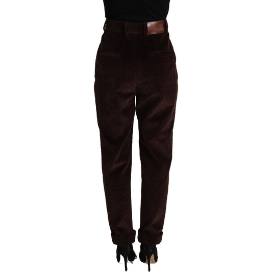Dolce & Gabbana Elegant Bordeaux High-Waisted Corduroy Pants bordeaux-corduroy-cotton-trouser-tapered-pants
