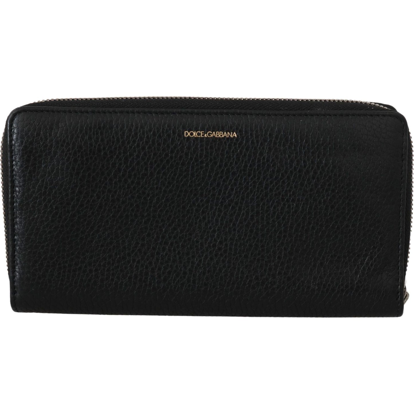 Dolce & Gabbana Elegant Black Leather Zip Continental Wallet Purse black-mens-zipper-continental-purse-100-leather-wallet