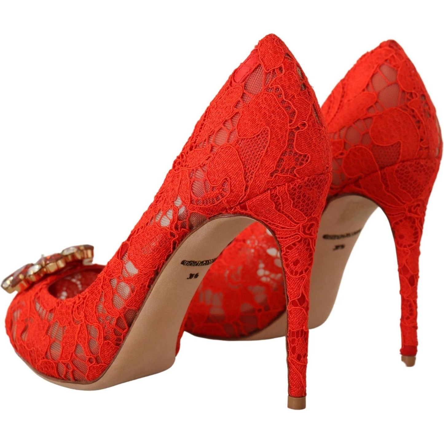 Dolce & Gabbana Red Crystal Taormina Lace Heels Pumps red-taormina-lace-crystal-heels-pumps IMG_0579-81ddf74c-b8a.jpg