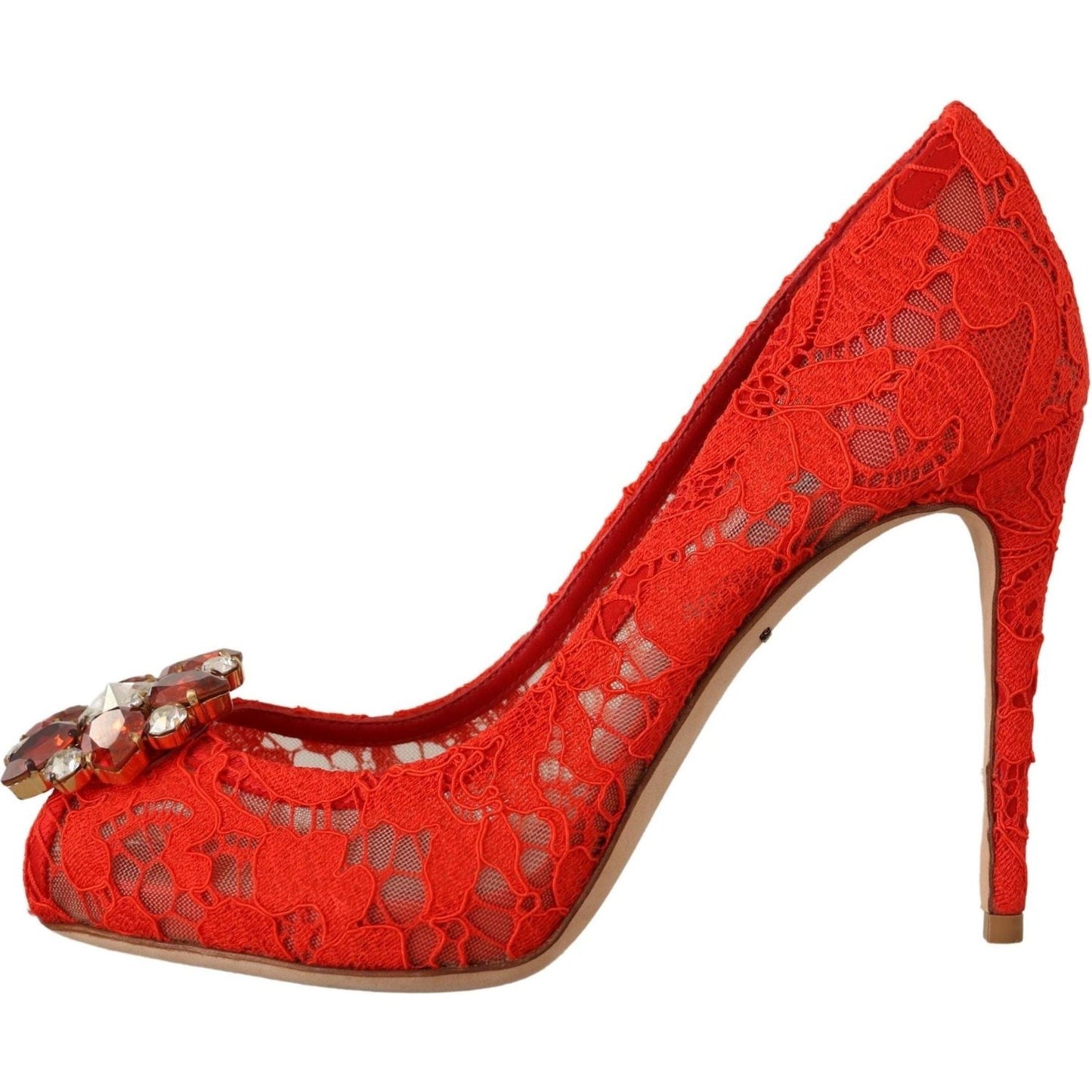 Dolce & Gabbana Red Crystal Taormina Lace Heels Pumps red-taormina-lace-crystal-heels-pumps IMG_0580-294c6b61-77d.jpg