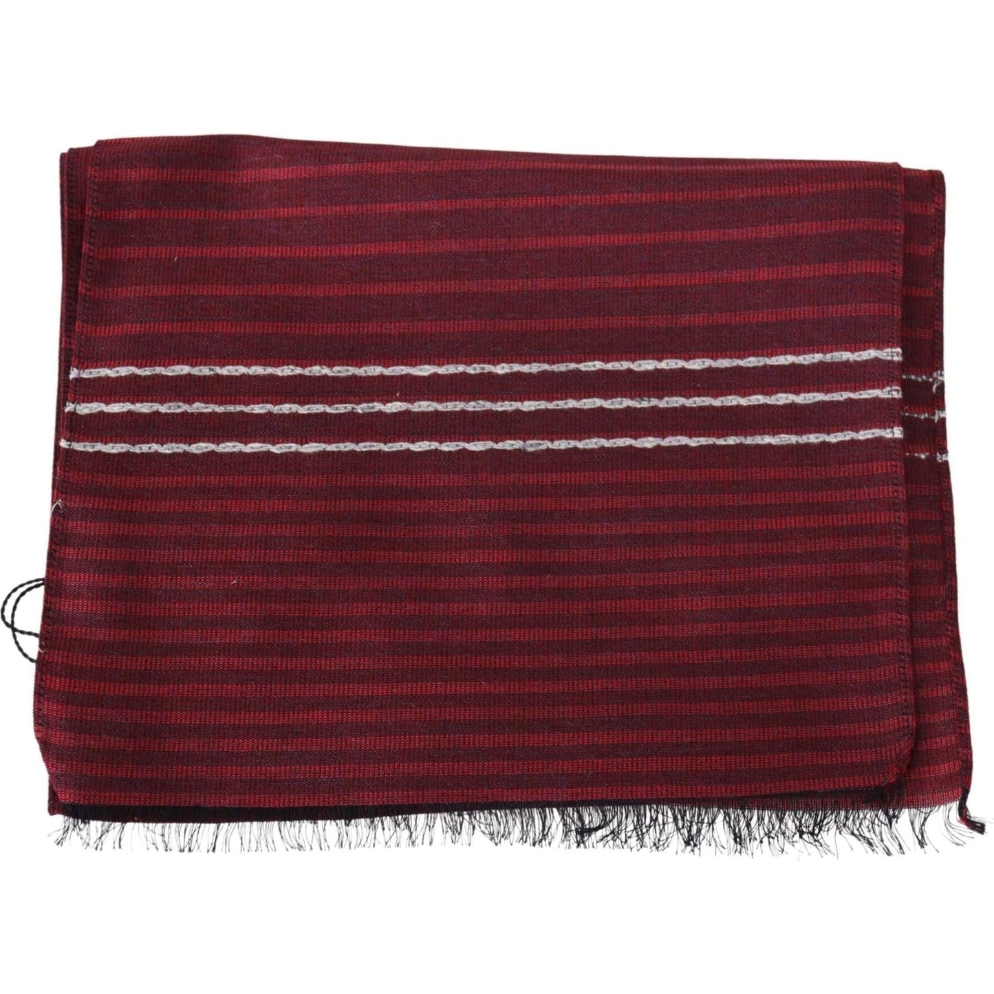 Missoni Chic Wool Silk Blend Striped Scarf red-wool-striped-unisex-neck-wrap-shawl-fringes-scarf