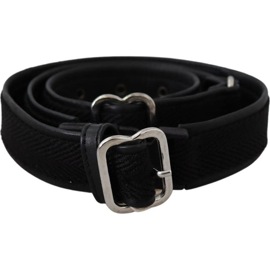 GF Ferre Chic Black Leather Waist Belt with Chrome Buckle Belt black-leather-silver-chrome-metal-buckle-belt