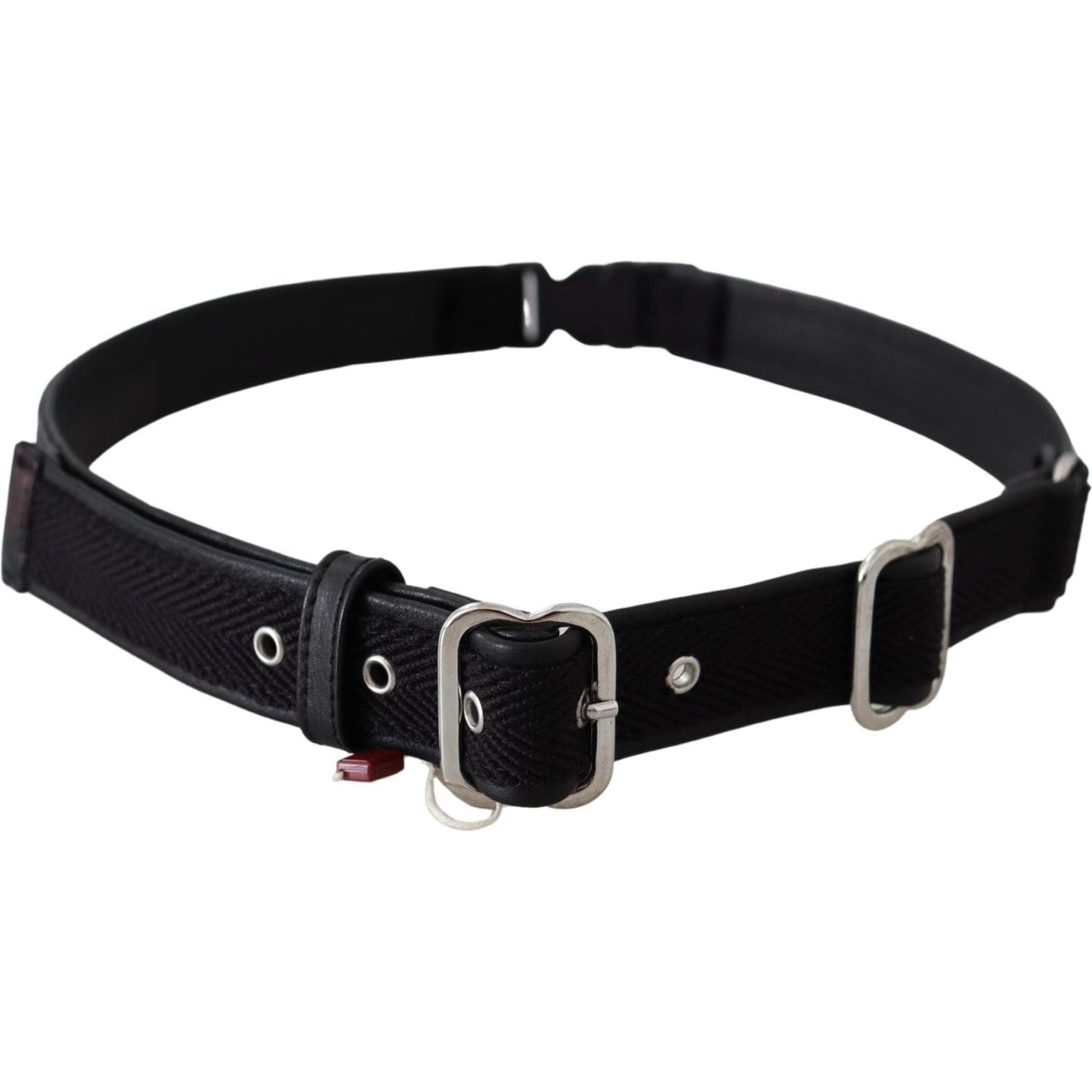 GF Ferre Chic Black Leather Waist Belt with Chrome Buckle Belt black-leather-silver-chrome-metal-buckle-belt
