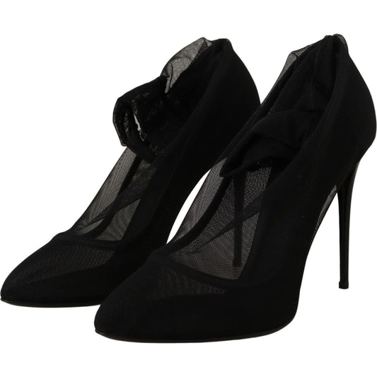 Dolce & Gabbana Elegant Black Stretch Socks Boots black-tulle-stretch-boots-pumps-shoes IMG_0590-c7002d37-64f.jpg