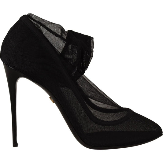 Dolce & Gabbana Elegant Black Stretch Socks Boots black-tulle-stretch-boots-pumps-shoes IMG_0593-1-04a55bf8-d3b.jpg