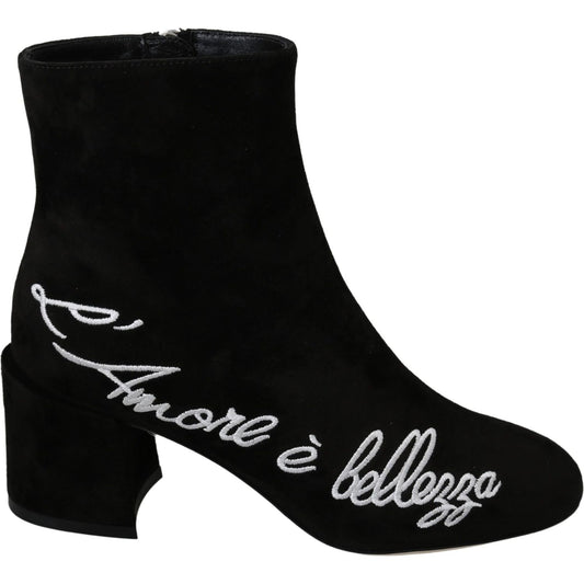 Dolce & Gabbana Chic Embroidered Ankle Boots black-suede-lamore-ebellezza-boots-shoes