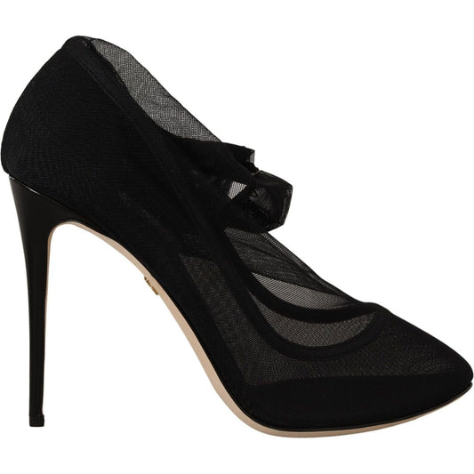Dolce & Gabbana Elegant Stretch Sock Boot Pumps black-stretch-tulle-stretch-boots-shoes IMG_0604-674df32b-19d.jpg