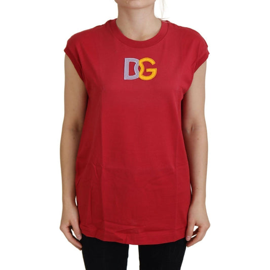 Dolce & Gabbana Elegant Red Sleeveless Cotton Tank Top red-cotton-dg-logo-tank-top-t-shirt