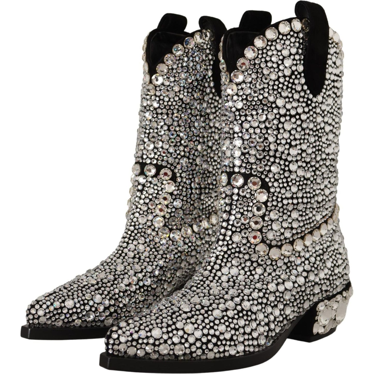 Dolce & Gabbana Crystal-Embellished Black Suede Boots black-suede-strass-crystal-cowgirl-boots
