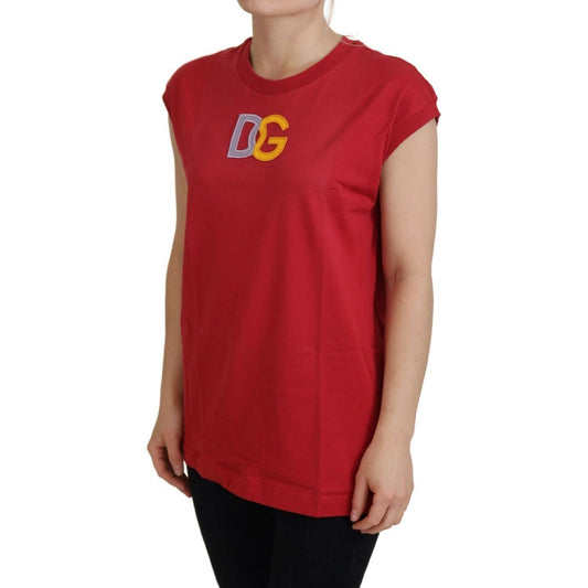 Dolce & Gabbana Elegant Red Sleeveless Cotton Tank Top red-cotton-dg-logo-tank-top-t-shirt IMG_0625-scaled-986990c2-b14.jpg