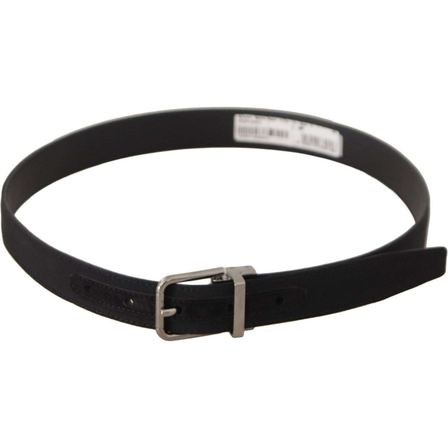 Dolce & Gabbana Elegant Black Canvas & Leather Belt black-canvas-leather-silver-tone-metal-buckle-belt