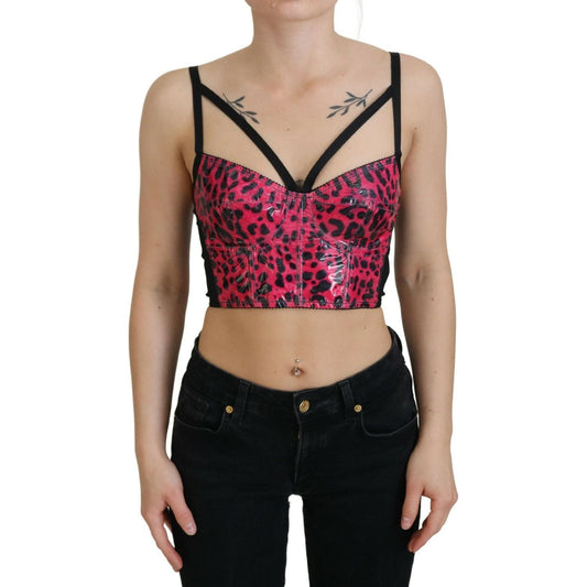 Dolce & Gabbana Leopard Print Bustier Corset Top pink-leopard-print-cropped-bustier-corset-top
