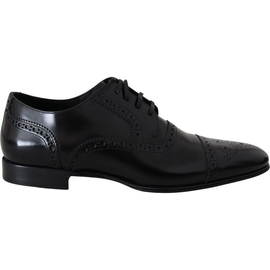 Dolce & Gabbana Elegant Black Leather Formal Derby Shoes black-leather-men-derby-formal-loafers-shoes IMG_0636-scaled-4d0f38f5-7f6.jpg