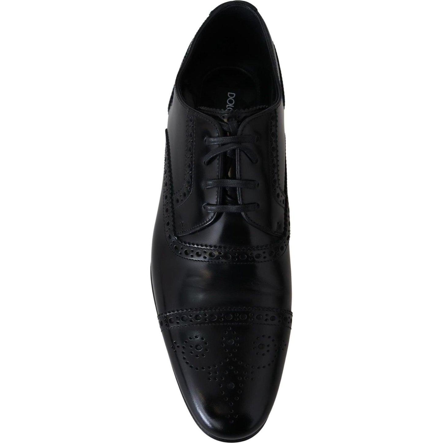 Dolce & Gabbana Elegant Black Leather Formal Derby Shoes black-leather-men-derby-formal-loafers-shoes