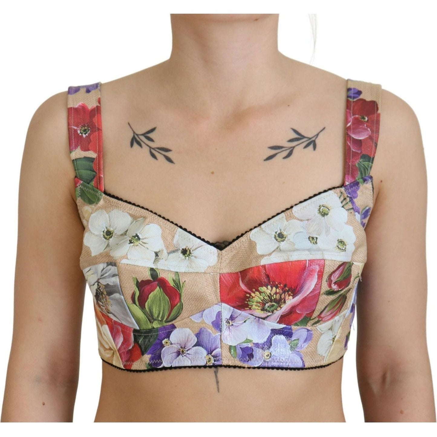 Dolce & Gabbana Floral Print Bustier Crop Top multicolor-floral-cropped-bustier-corset-top