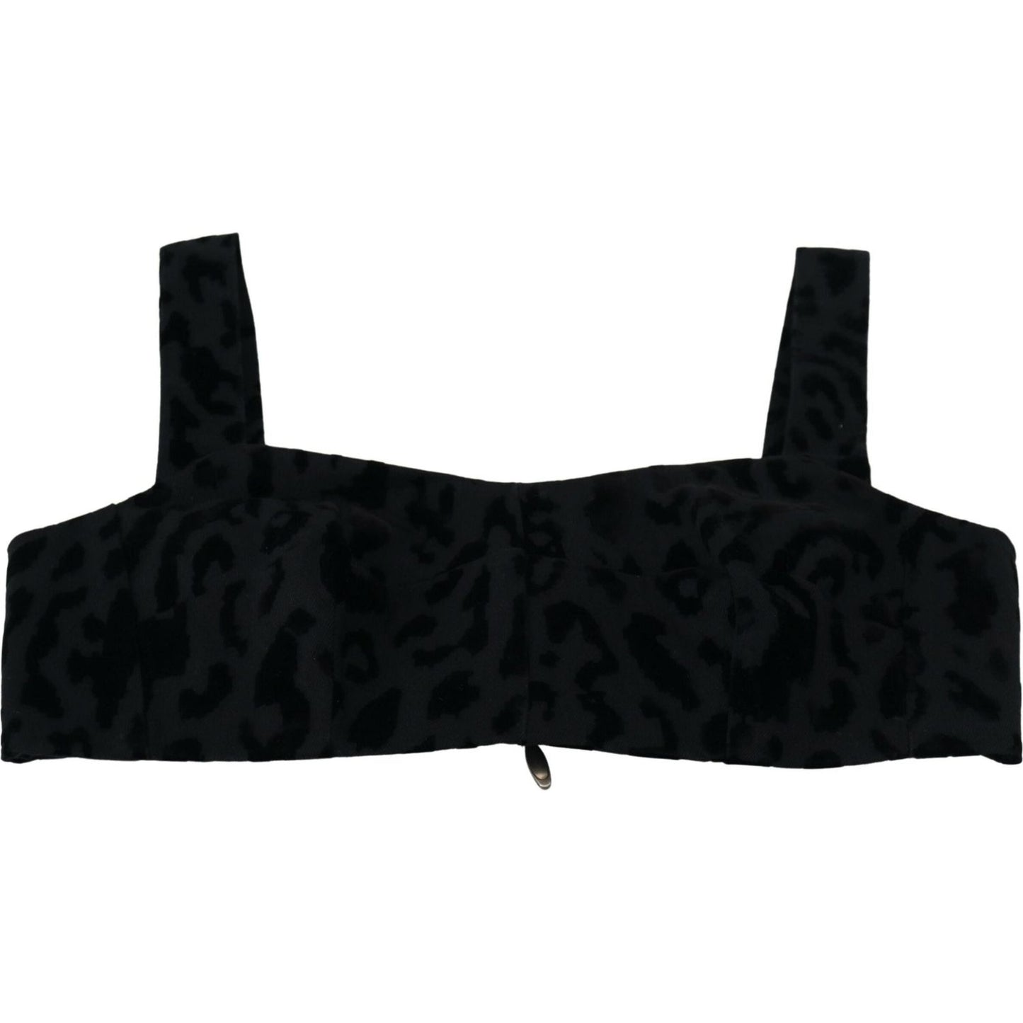 Dolce & Gabbana Elegant Black Cotton Blend Bustier Corset Top black-leopard-cropped-bustier-corset-bra-top