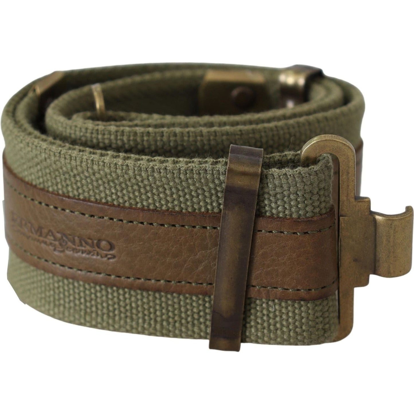 Ermanno Scervino Chic Army Green Rustic Belt Belt green-leather-rustic-bronze-buckle-army-belt