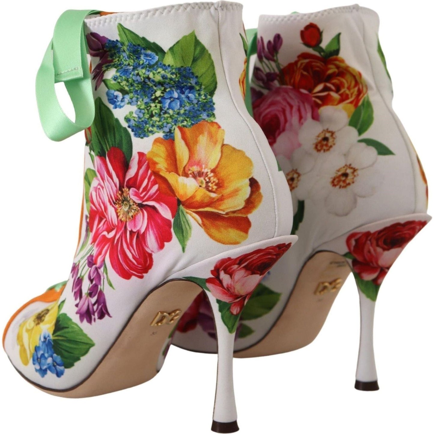 Dolce & Gabbana Floral Open Toe Jersey Heels white-jersey-stretch-boots-open-toes-heels-shoes