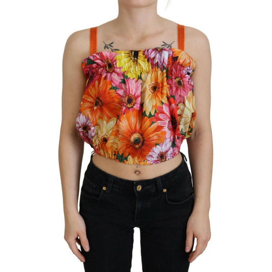 Floral Elegance Sleeveless Cropped Top