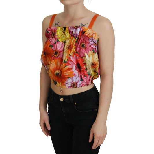 Floral Elegance Sleeveless Cropped Top