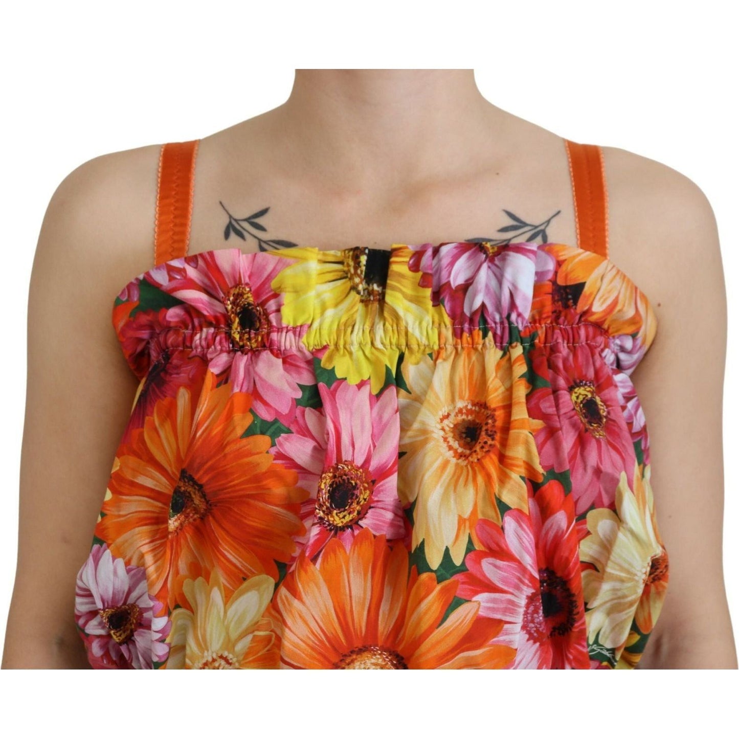Dolce & Gabbana Floral Elegance Sleeveless Cropped Top blouse-cropped-floral-cotton-tank-top