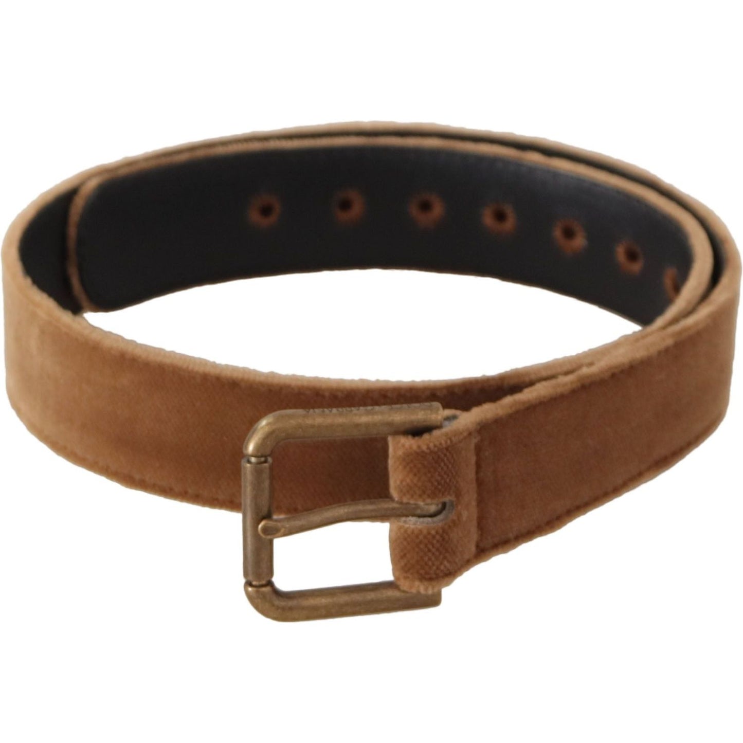 Dolce & Gabbana Elegant Engraved Buckle Leather Belt brown-velvet-bronze-vintage-logo-metal-buckle-belt