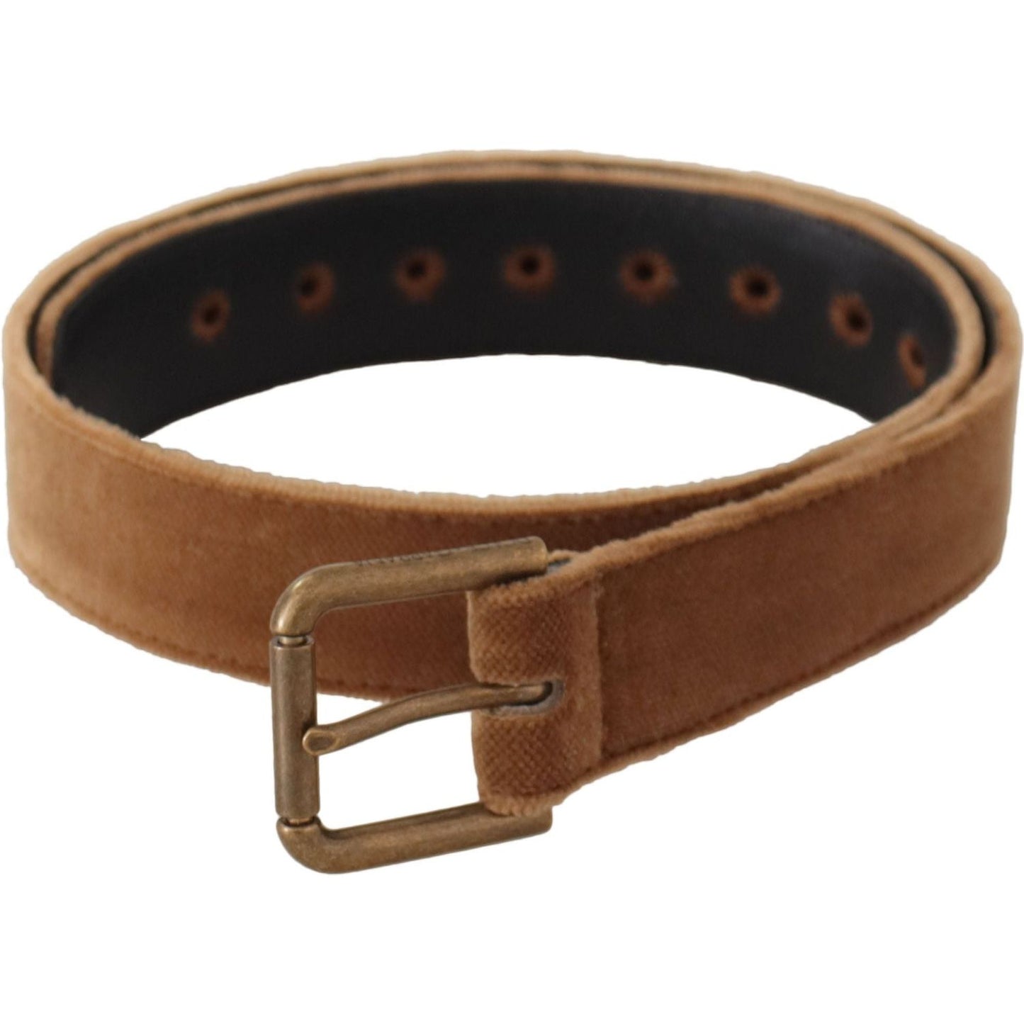 Dolce & Gabbana Elegant Engraved Buckle Leather Belt brown-velvet-bronze-vintage-logo-metal-buckle-belt