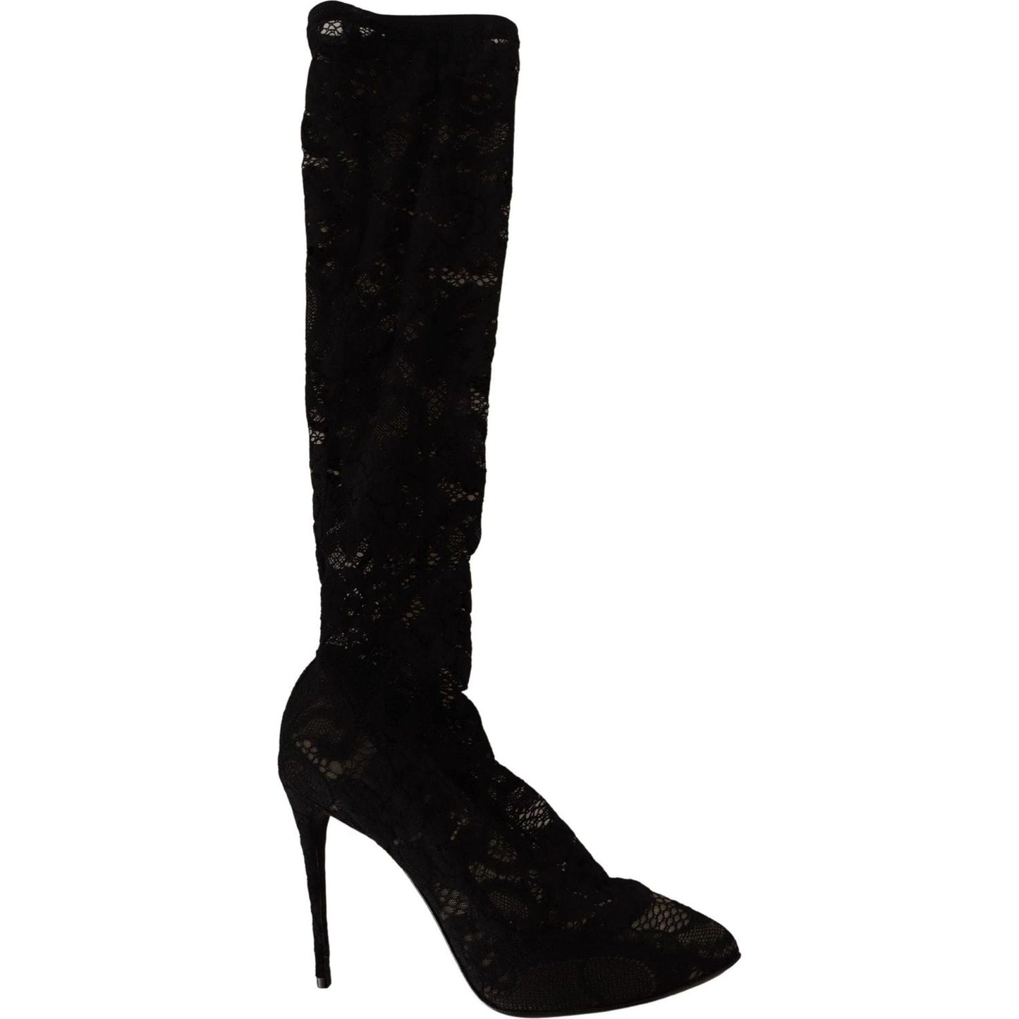 Dolce & Gabbana Elegant Stretch Sock Boots in Sleek Black black-stretch-socks-taormina-lace-boots-shoes