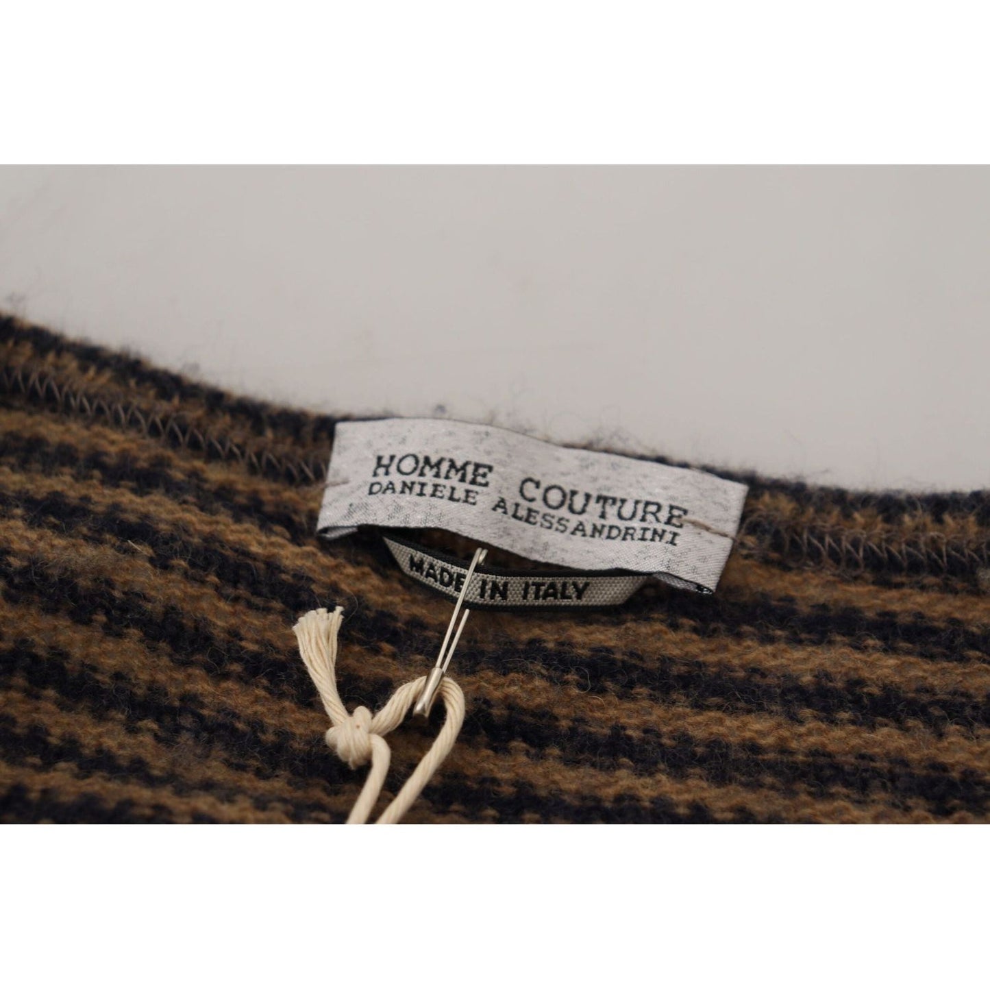 Daniele Alessandrini Chic Black and Brown Crewneck Pullover Sweater multicolor-stripes-wool-crewneck-pullover-sweater IMG_0683-scaled-c29c6364-dd0.jpg