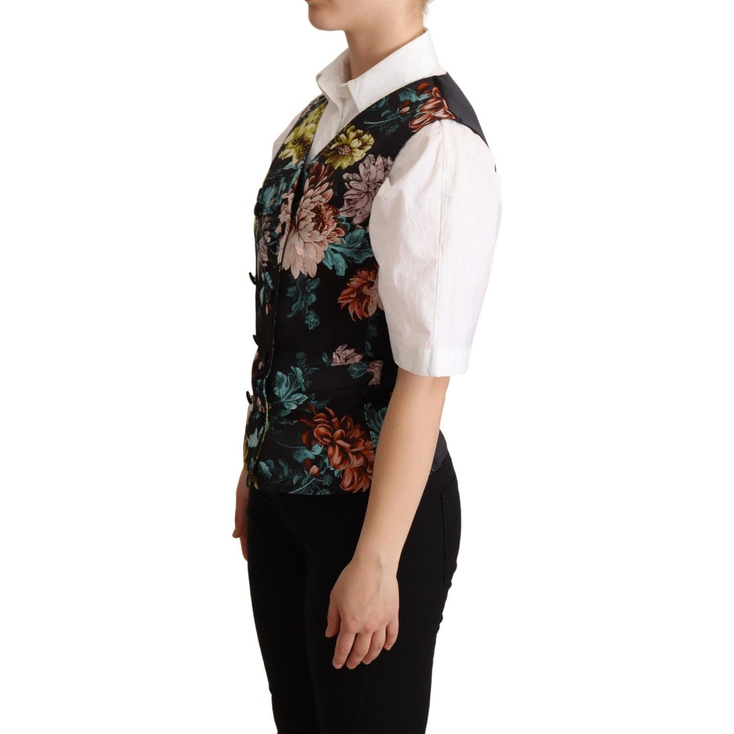 Dolce & Gabbana Exquisite Floral Jacquard Waistcoat black-jacquard-floral-waistcoat-vest