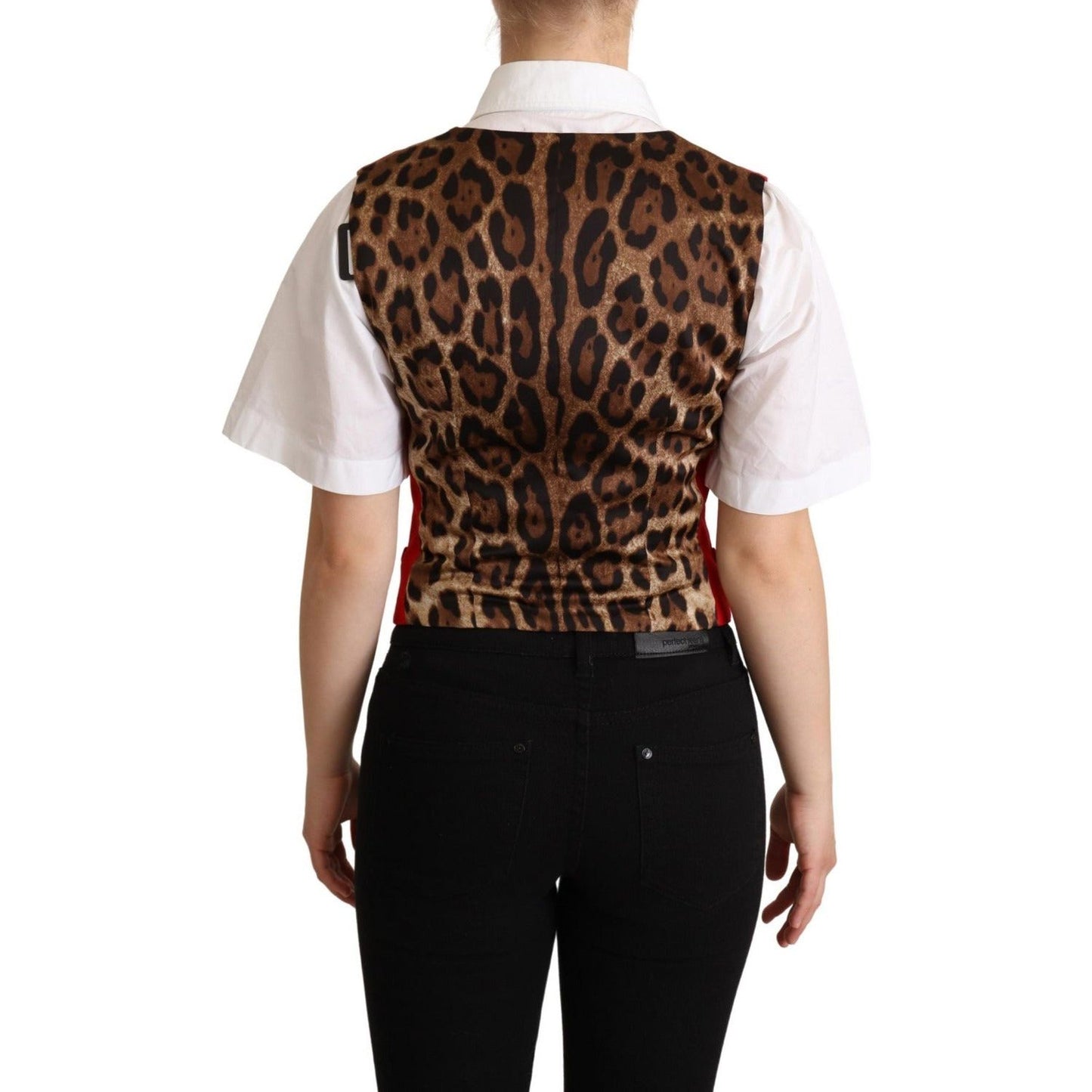 Dolce & Gabbana Elegant Red Leopard Print Sleeveless Vest red-brown-leopard-print-waistcoat-vest-1