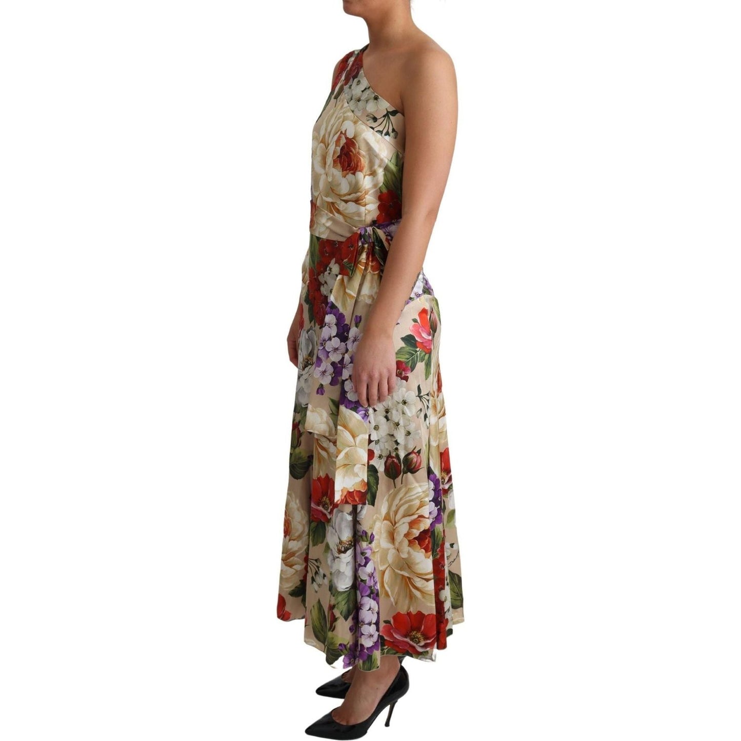 Dolce & Gabbana Elegant One-Shoulder Floral Silk Maxi Dress WOMAN DRESSES print-silk-stretch-one-shoulder-dress-floral