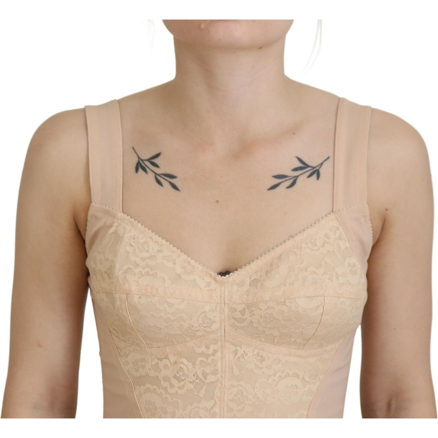 Dolce & Gabbana Elegant Beige Bustier Corset Top beige-cropped-bustier-corset-brassiere-top