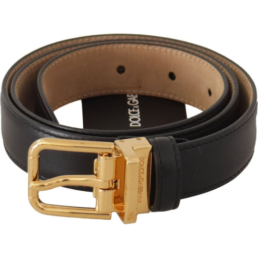 Dolce & GabbanaElegant Black Leather Belt with Engraved BuckleMcRichard Designer Brands£539.00