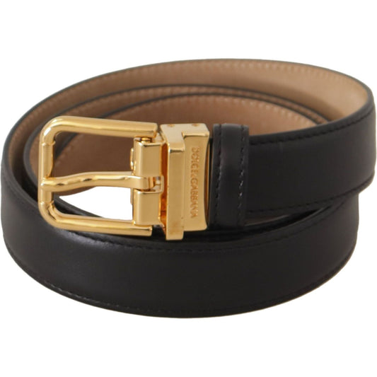 Dolce & GabbanaElegant Black Leather Belt with Engraved BuckleMcRichard Designer Brands£539.00