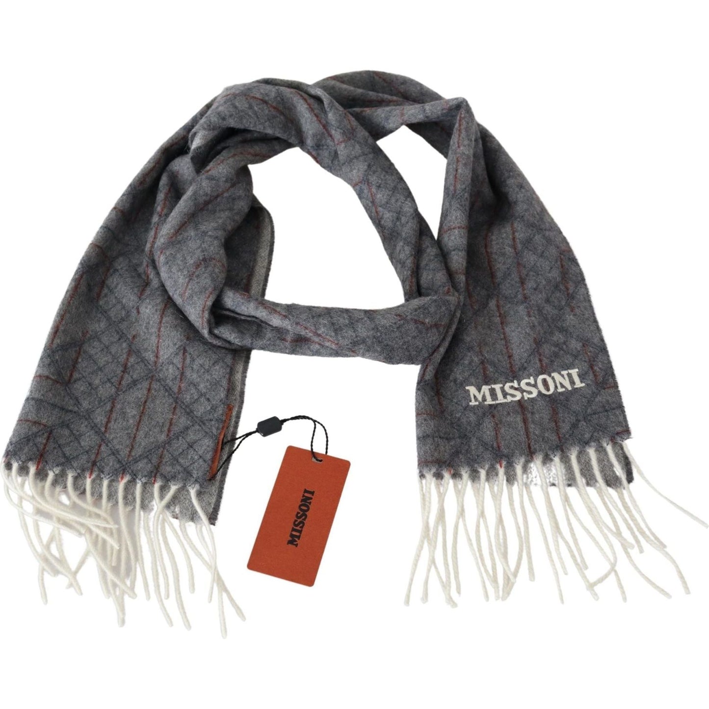 Missoni Elegant Unisex Cashmere Scarf with Signature Pattern gray-patterned-cashmere-unisex-neck-wrap-shawl-scarf