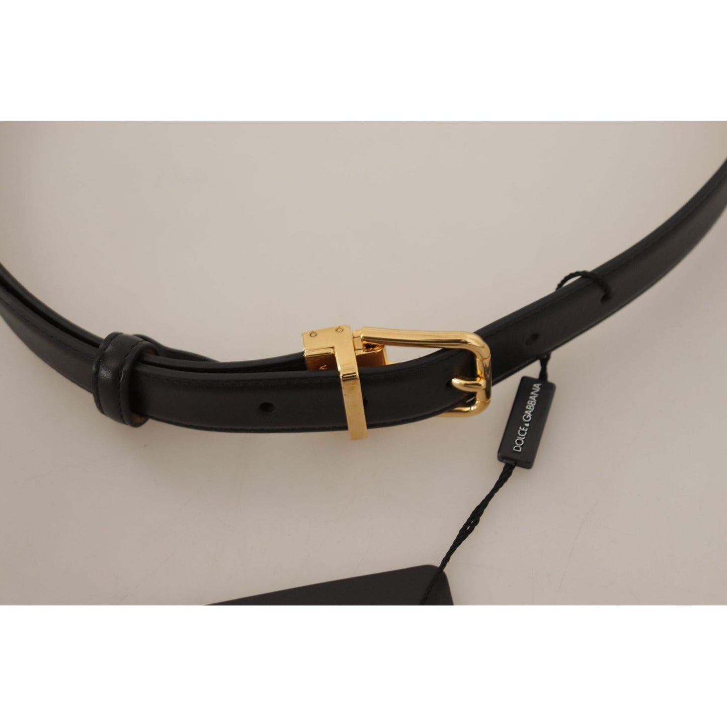 Dolce & Gabbana Elegant Black Leather Belt with Engraved Buckle black-calf-leather-gold-metal-logo-waist-buckle-belt-1