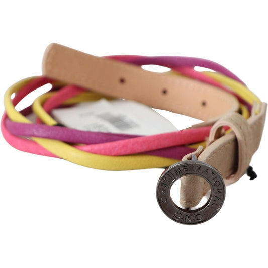 Costume National Multicolor Twisted Faux Leather Belt Belt multicolor-twisted-leather-circle-buckle-belt