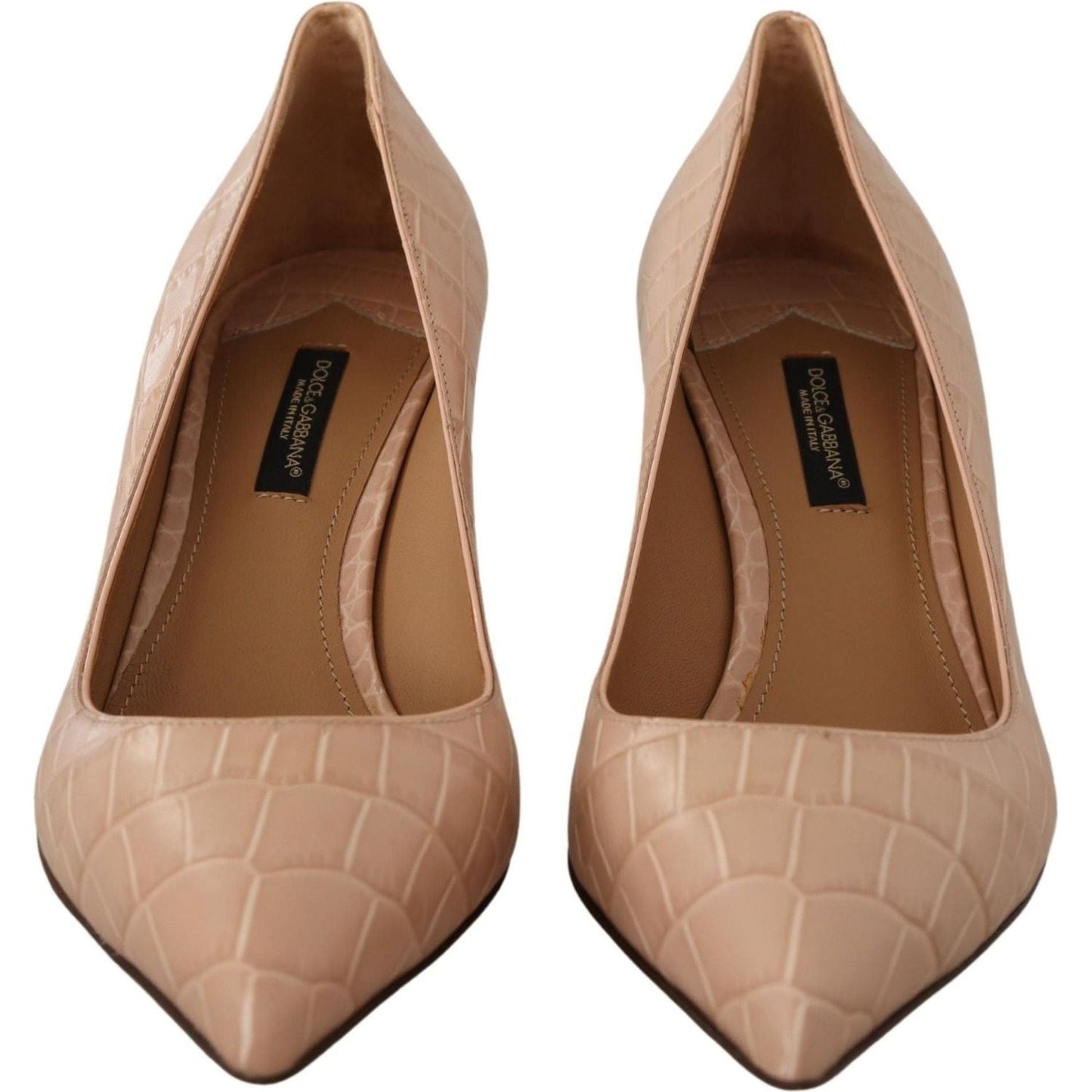 Dolce & Gabbana Elegant Beige Leather Pumps beige-leather-pointed-heels-pumps-shoes IMG_0725-2a0d01db-62d.jpg