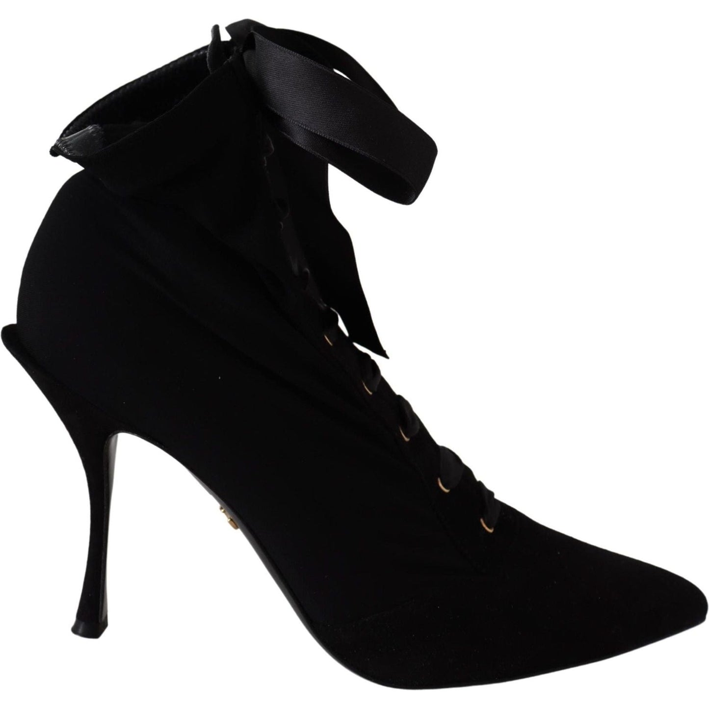 Dolce & Gabbana Elegant Black Ankle Heel Boots with Leather Sole black-stretch-short-ankle-boots-shoes