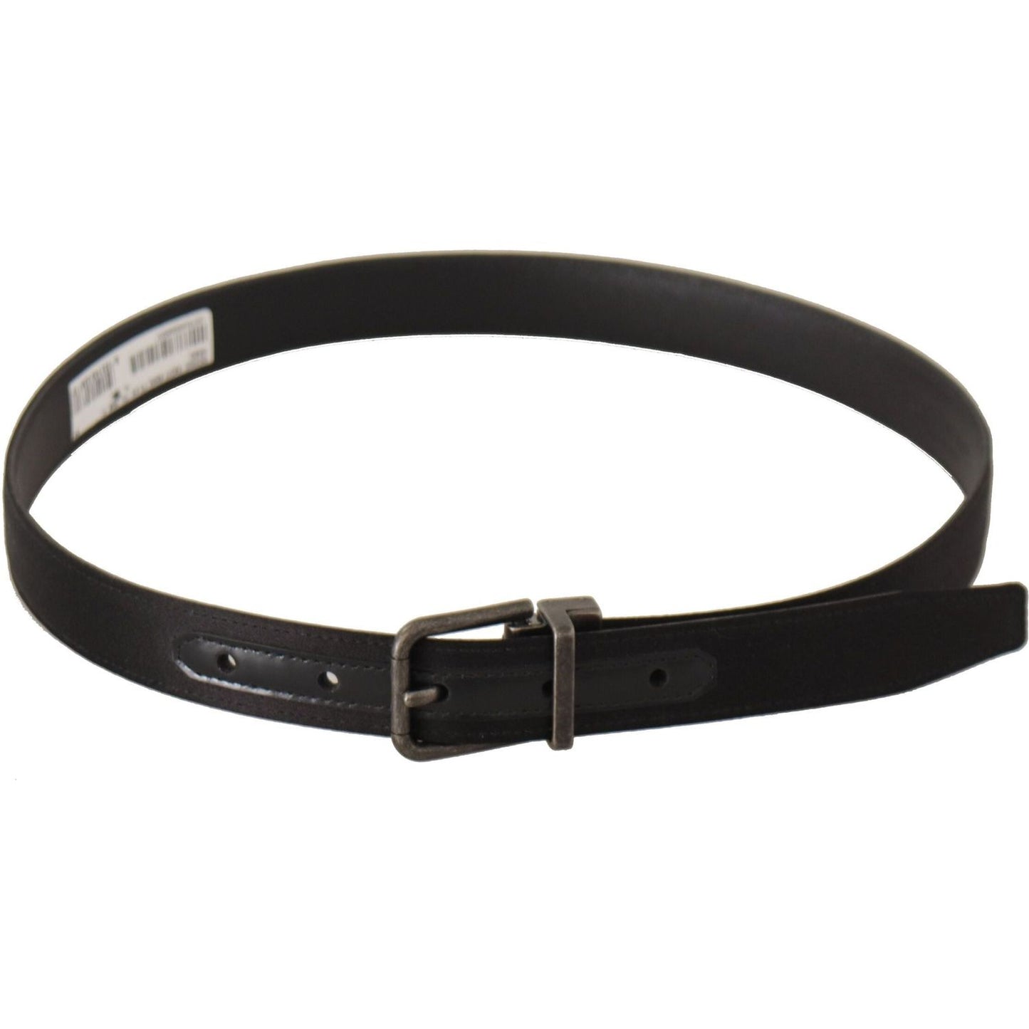 Dolce & Gabbana Elegant Black Leather Belt with Metal Buckle black-calfskin-leather-vintage-metal-buckle-belt
