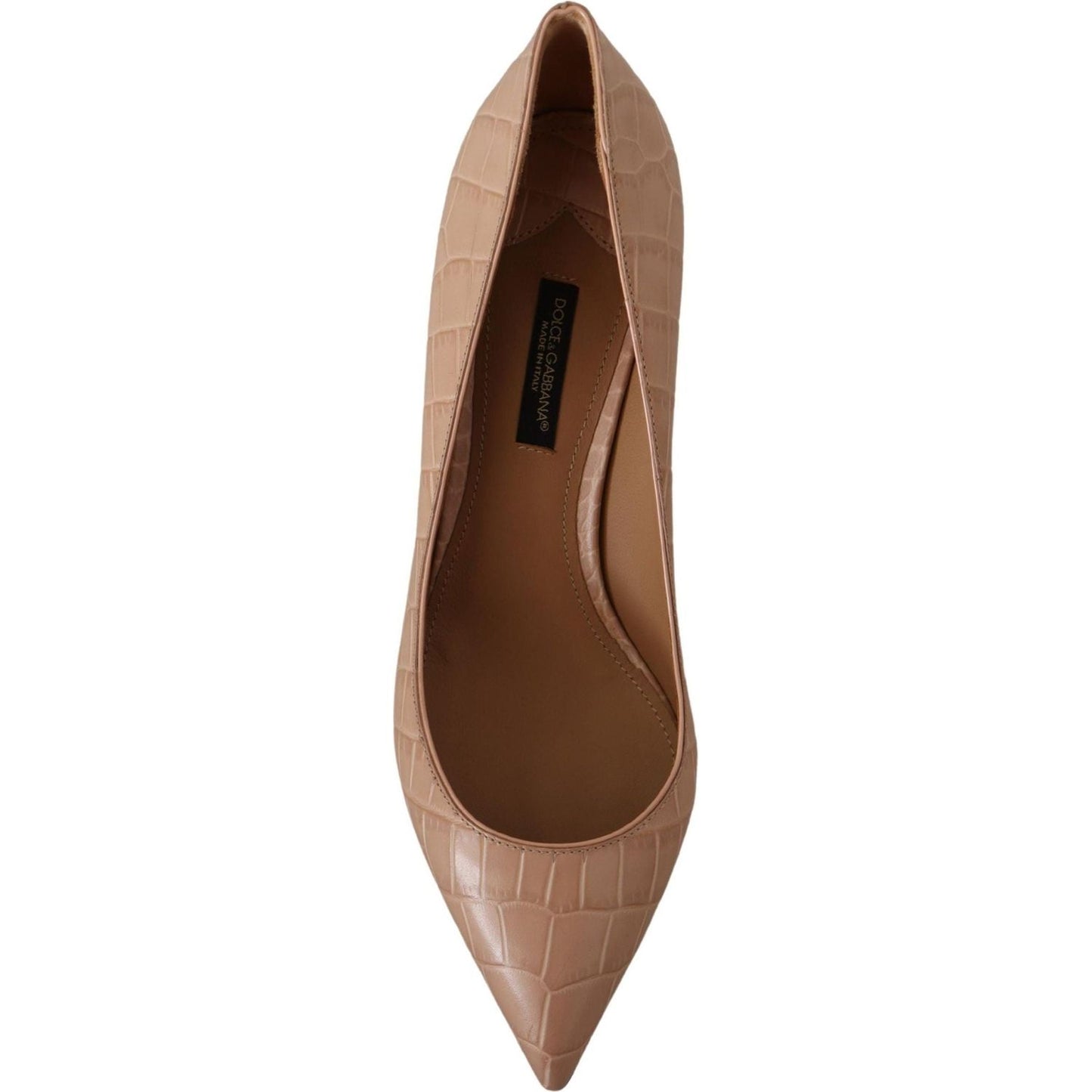 Dolce & Gabbana Elegant Beige Leather Pumps beige-leather-pointed-heels-pumps-shoes