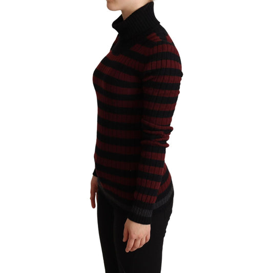 Dolce & Gabbana Chic Striped Wool-Cashmere Sweater black-red-striped-wool-pullover-sweater