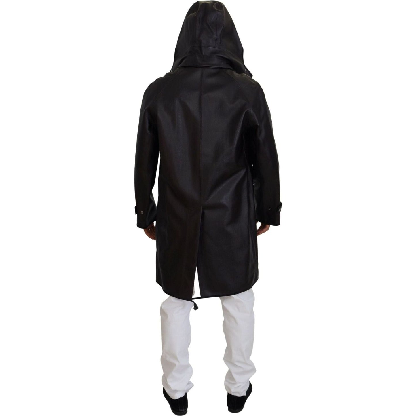 Dolce & Gabbana Elegant Hooded Parka Coat in Black and Bordeaux black-trench-hooded-parka-cotton-jacket