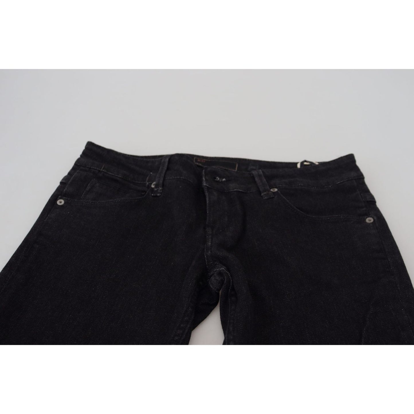 Acht Sleek Cotton Slim Fit Denim In Black black-low-waist-slim-fit-cotton-denim-jeans