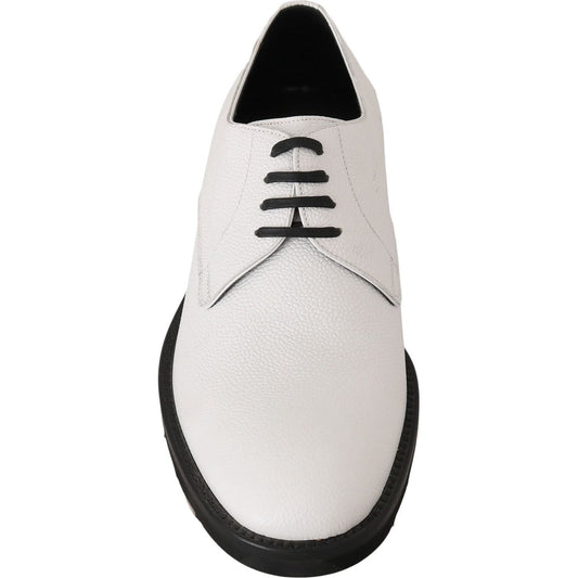 Dolce & Gabbana Elegant White Formal Leather Shoes white-leather-derby-dress-formal-shoes IMG_0737.jpg