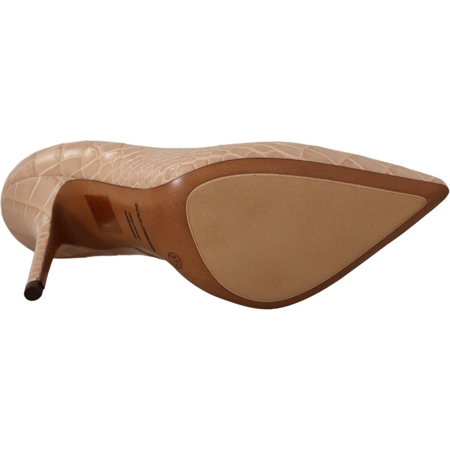 Dolce & Gabbana Elegant Beige Nude Leather Pumps beige-leather-bellucci-heels-pumps-shoes